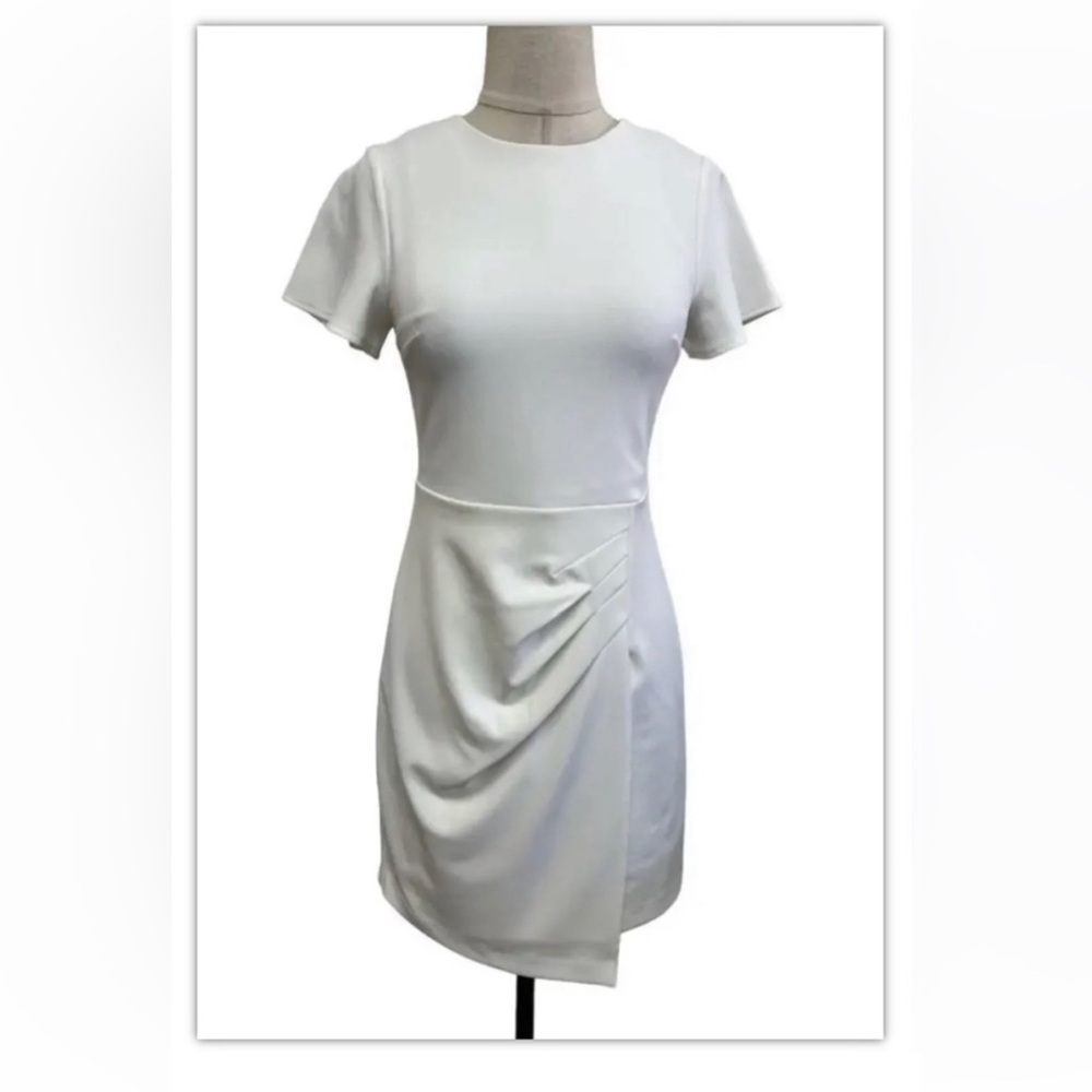 NWT Express Ivory Pleated Front Sheath Dress | Size XS